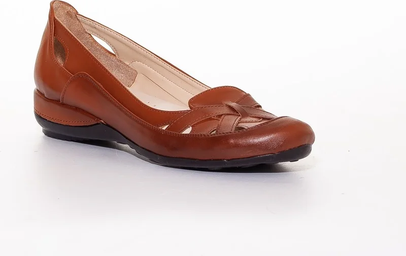 Dilimler Ayakkabı Slices Shoes Cage Model Tan Women's Ballerinas
