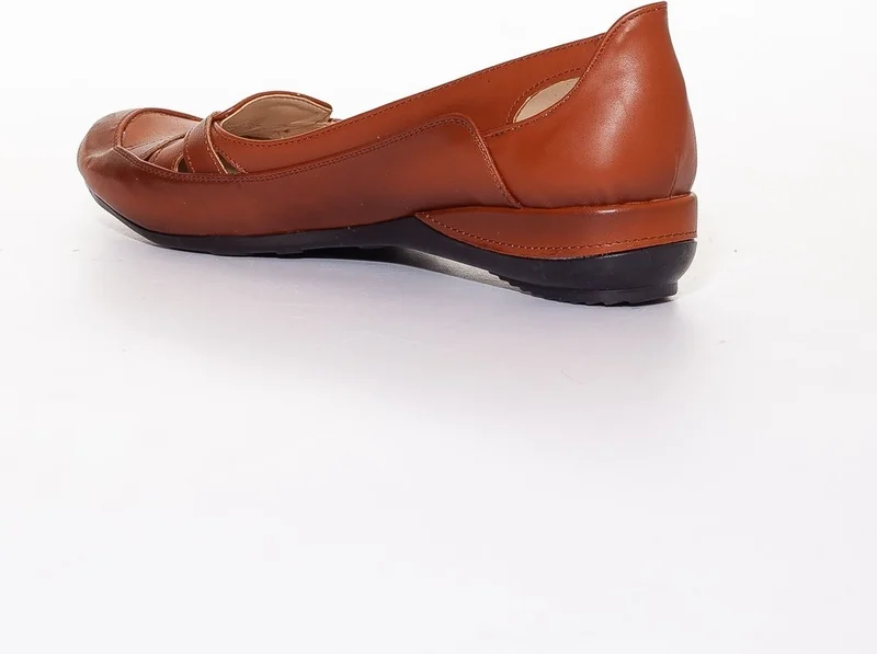 Dilimler Ayakkabı Slices Shoes Cage Model Tan Women's Ballerinas