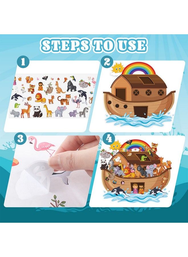 Satinior 12 Set Noah Ark Animal Sticker Scene Include 12 Noah Ark Backgrounds And 12 Sheets Self Adhesive Animal Stickers Noahs Ark Decorations For Kids Crafts Classroom Activities - Image 4