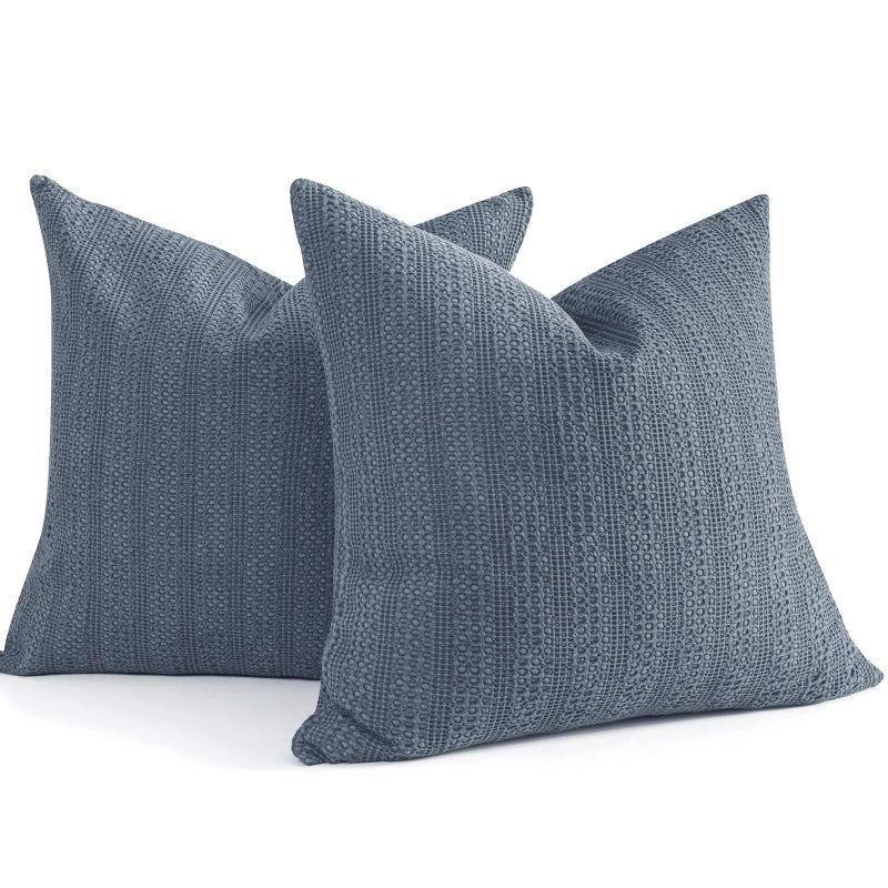 COCOPLOCEUS 26x26 Pillow Covers Decorative Euro Shams Set of 2 Cotton Boho Throw Pillow Covers Large Square Pillowcase for Couch Bed Blue Grey