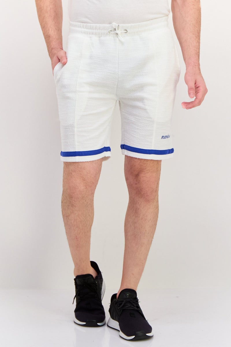 BRAVE SOUL Men Drawstring Embroidered Basic Shorts, White - Image 1