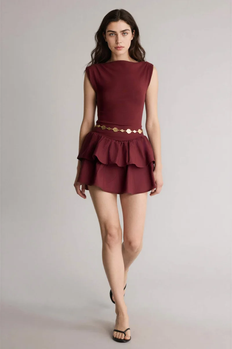 DeFacto Balloon Fit Boat Collar Mini Dress
