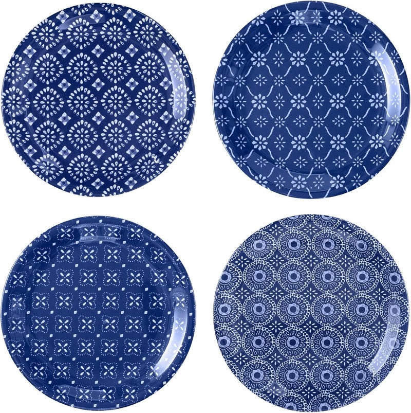 UPware Indigo Melamine Round Dessert Plates Small Serving Plates for Appetizer Snacks and Side Dishes Blue 675 Inch Set of 4 - Image 1
