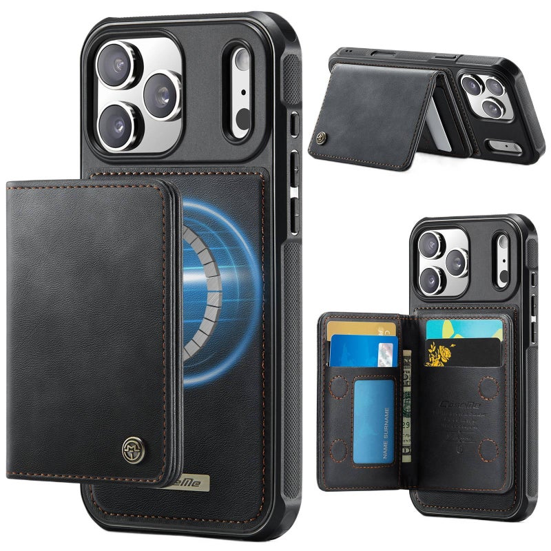 Samsung Galaxy S23 Leather Protective Texture with Kickstand and Card Holder in Black for Home Office - Image 1