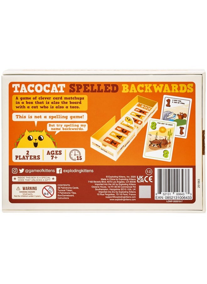 Exploding Kittens LLC Tacocat Spelled Backwards By Exploding Kittens - 2 Players - Ages 7+ - 15 Minutes To Play - Clever Family Board Game - Couples Game, Family Game Night, Kid And Adult Board Game  - Image 5