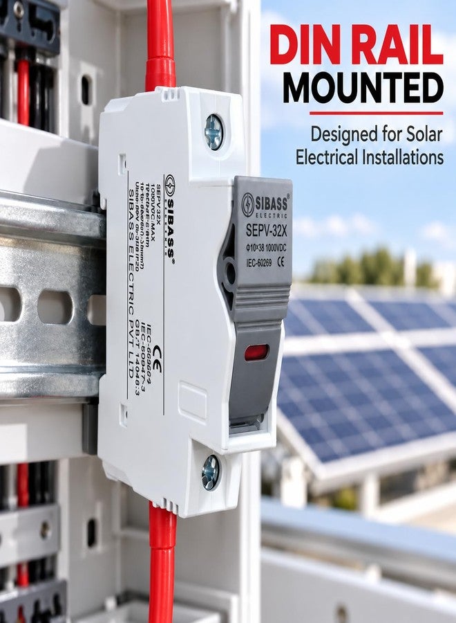 Daystar Solar 32A DC Fuse Holder with Pre-Installed DC Fuse (15A / 16A / 20A / 32A) – Sibass or Mersen Fuse – Overcurrent Protection for Solar Panels, Inverters & DCDB Systems (Sibass/32, Amps) - Image 4