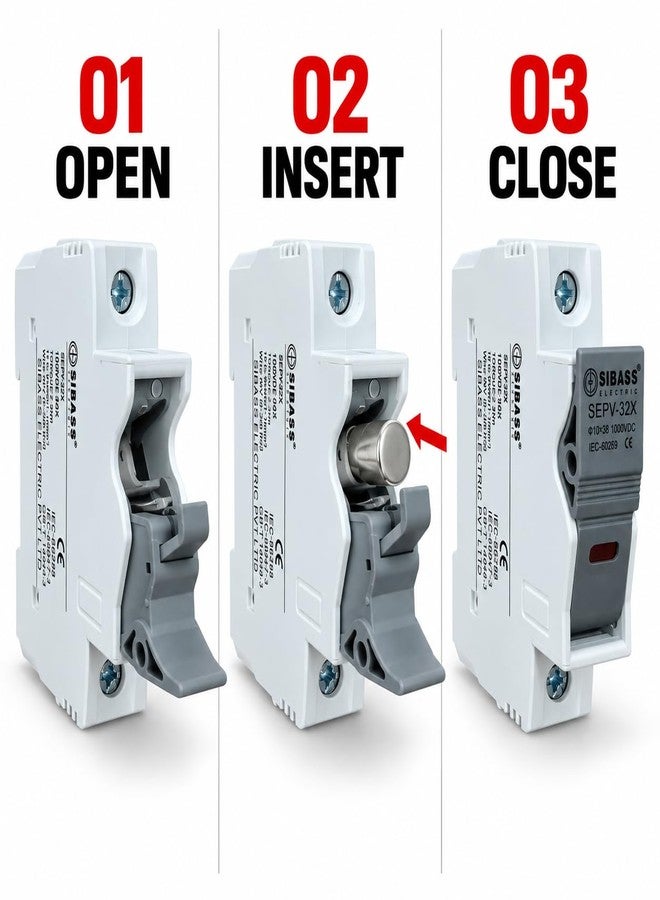 Daystar Solar 32A DC Fuse Holder with Pre-Installed DC Fuse (15A / 16A / 20A / 32A) – Sibass or Mersen Fuse – Overcurrent Protection for Solar Panels, Inverters & DCDB Systems (Sibass/32, Amps) - Image 3