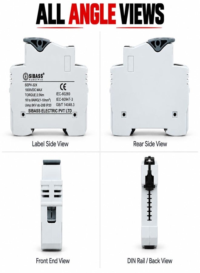 Daystar Solar 32A DC Fuse Holder with Pre-Installed DC Fuse (15A / 16A / 20A / 32A) – Sibass or Mersen Fuse – Overcurrent Protection for Solar Panels, Inverters & DCDB Systems (Sibass/32, Amps) - Image 1