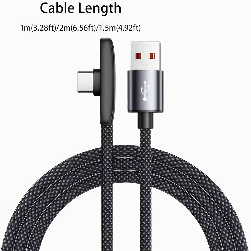 كابل شحن سريع USB إلى Type-C بقدرة 100 واط وتيار 6 أمبير، بزاوية 90 درجة، مضفر - Image 4