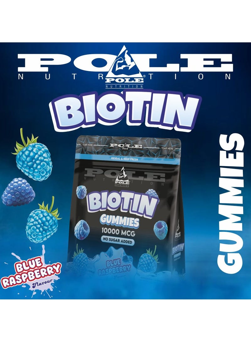 POLE NUTRITION Biotin Gummies 10000mcg -  Sugar Free (Blue Raspberry)  - Image 3