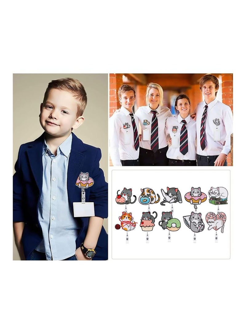 Excefore Premium 10 Pcs Cat Badge Reel Set, Retractable  Decorative ID Card Holder with 360° Rotating Alligator Clip, Perfect for Nurses, Doctors, Teachers, Students - Image 5