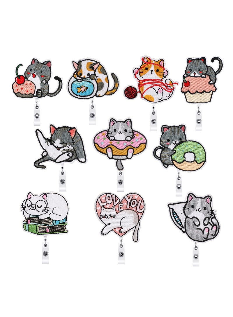 Excefore Premium 10 Pcs Cat Badge Reel Set, Retractable  Decorative ID Card Holder with 360° Rotating Alligator Clip, Perfect for Nurses, Doctors, Teachers, Students - Image 1