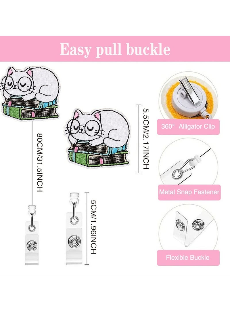 Excefore Premium 10 Pcs Cat Badge Reel Set, Retractable  Decorative ID Card Holder with 360° Rotating Alligator Clip, Perfect for Nurses, Doctors, Teachers, Students - Image 3