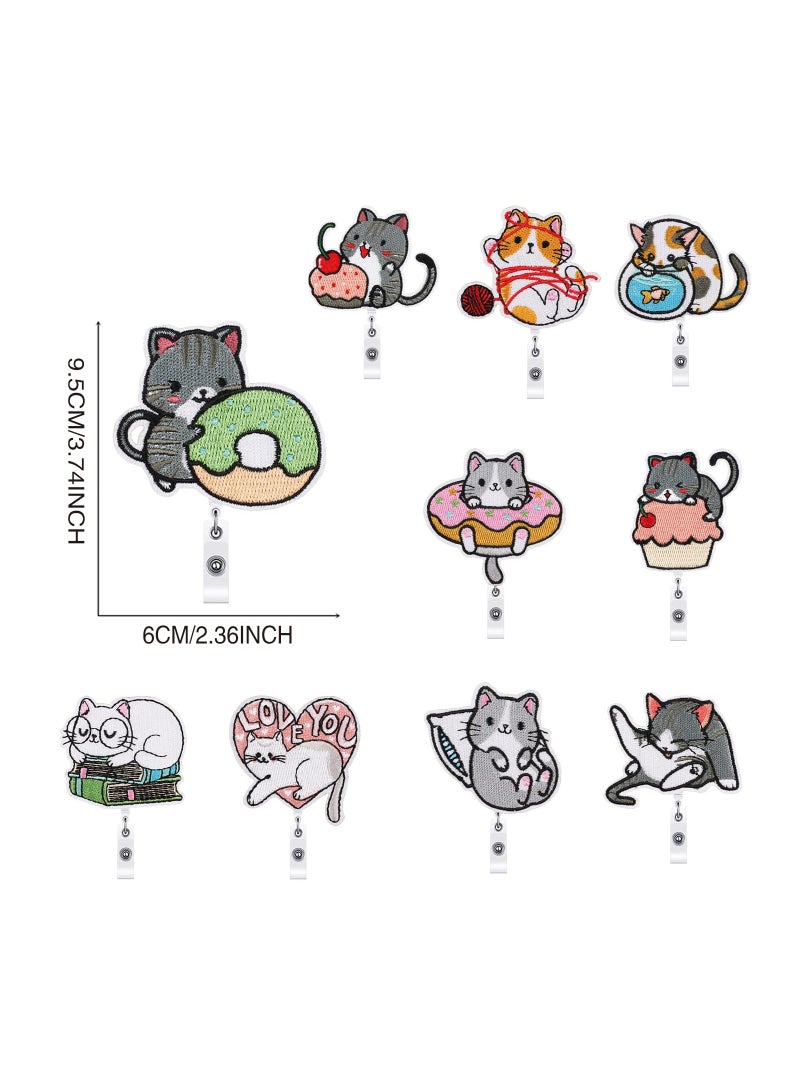 Excefore Premium 10 Pcs Cat Badge Reel Set, Retractable  Decorative ID Card Holder with 360° Rotating Alligator Clip, Perfect for Nurses, Doctors, Teachers, Students - Image 2