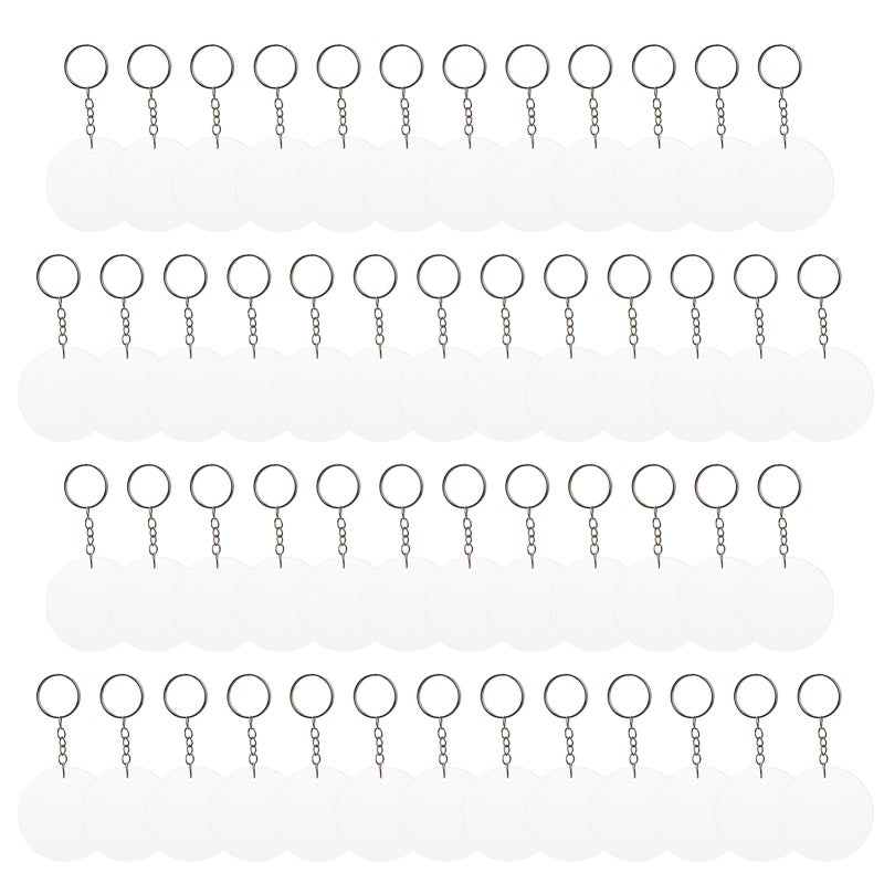 Acrylic Keychain Blanks 50Pcs 2 Inch Clear Smooth Edge Acrylic Circle Blanks - Protective Film Covered Blank Keychains for DIY Jewelry Making Gift Crafting - Image 1