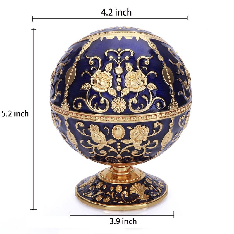 K COOL Windproof Ashtray with Lid Metal Portable Cigarettes Ashtrays for Outdoors Indoors Hand Stamped Pattern Smoking Ashtray Fancy Gift for Men Women(Navy Blue) - Image 2