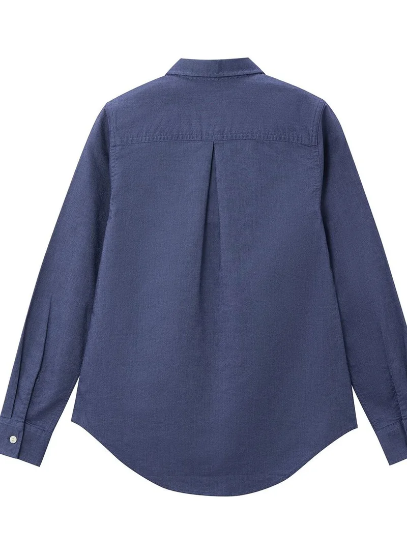 GIORDANO Women’s Slim Fit Cotton Oxford Shirt | Acute Collar with Embroidery