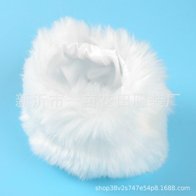 Christmas Performance Fluffy Sleeve Cuffs Set White short hair bracelet 