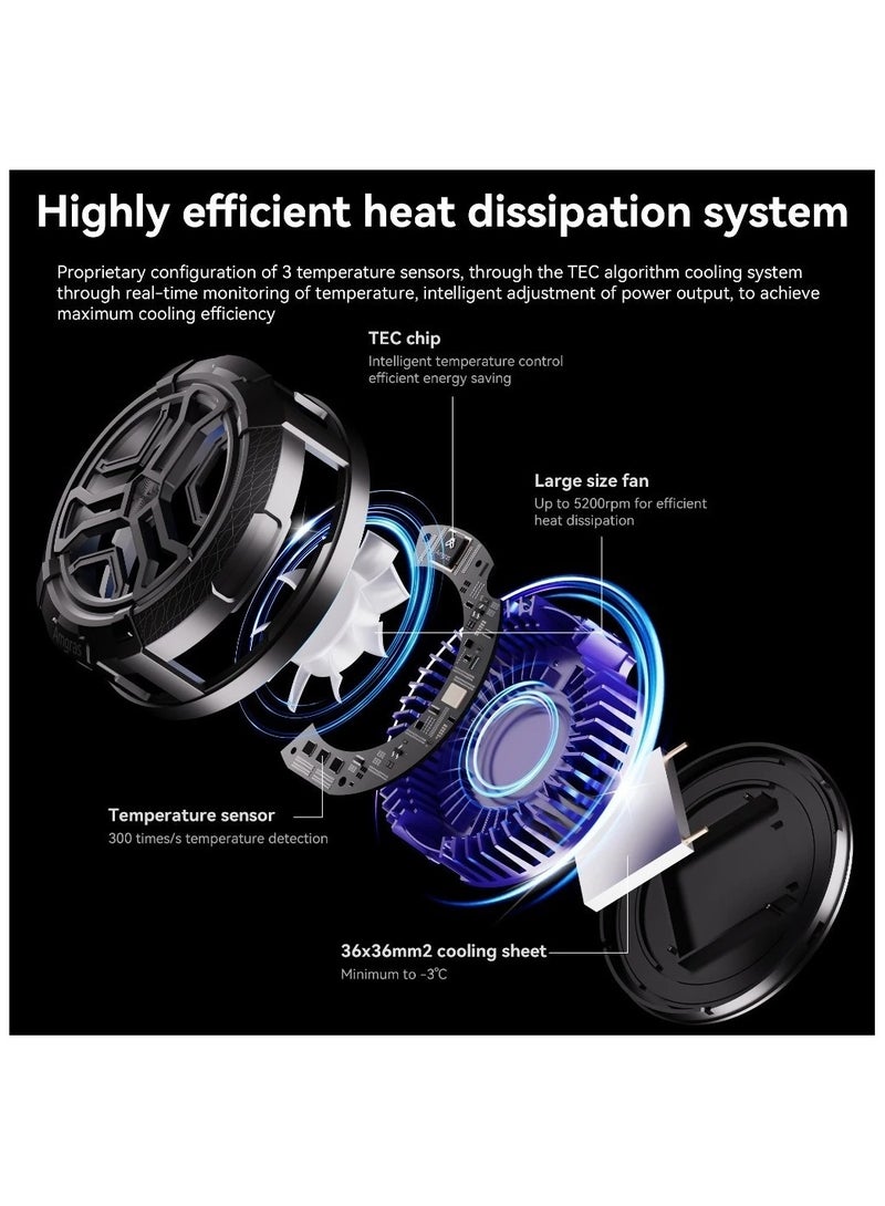 Amgras Amgras iceWorld Pro Phone Cooler gaming Mute Dissipate Fan Cooling Radiator Magnetic/Back-clip 2 in 1 RGB Lighting  - Image 3