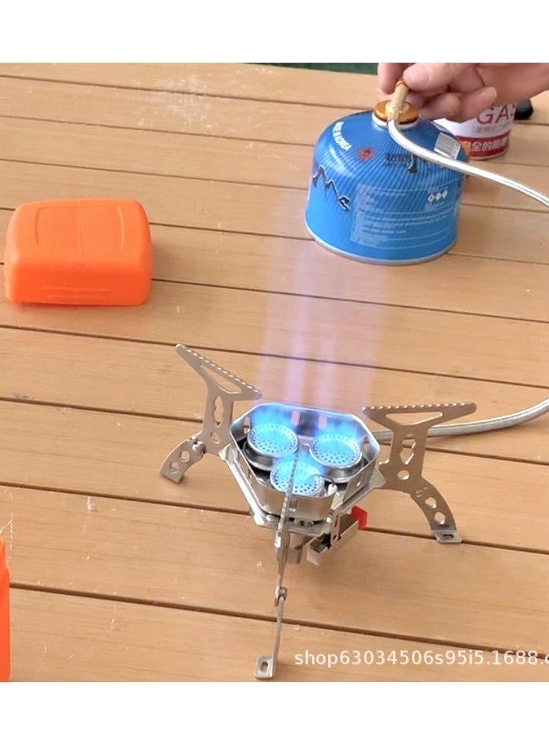 Camp Stoves,3-Burner Portable Gas Stove with Extended Gas Hose & Carrying Bag – Ideal for Camping, Travel, and Outdoor Adventures - Image 1