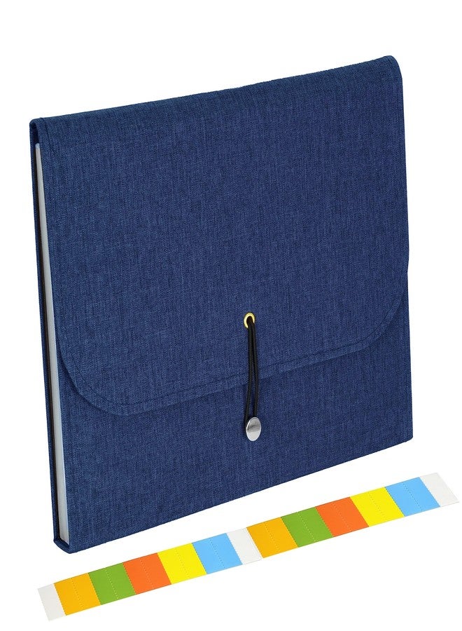 NISUN 13 Pockets Canvas Expanding File Folder, A4/Letter Size Accordion File, Expandable Document Organizer with Labels - Blue(33 * 24cm) - Image 1