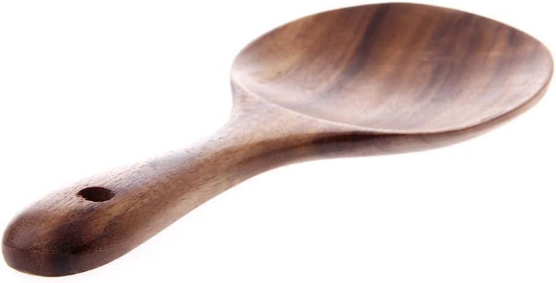Cldaisy Natural Wooden Rice Paddle Serving Spoon, Wooden Rice Non-Stick Paddle Rice Scooper Rice Spoon Rice Spatula for Rice Potato Salads,7 inch Serving Utensils for Kitchen and Dining - Image 1