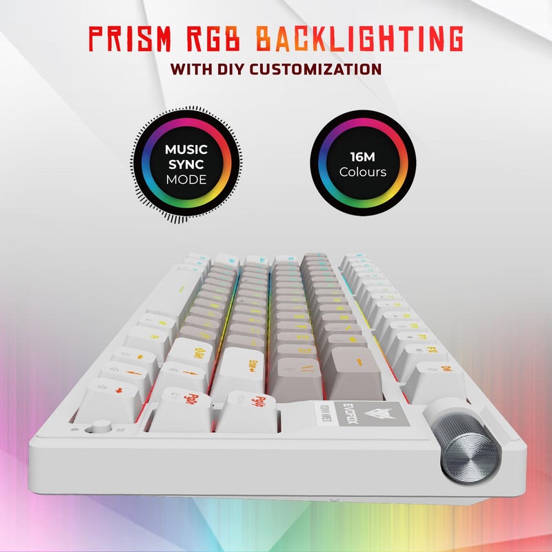 EvoFox Ronin Wired Mechanical Gaming Keyboard | 9 Layer Gasket Sound Dampening Design, Outemu Red Silent Switches, Hot Swappable, Per-Key RGB, nKey Rollover, Volume Knob | Windows Software (White) - Image 5