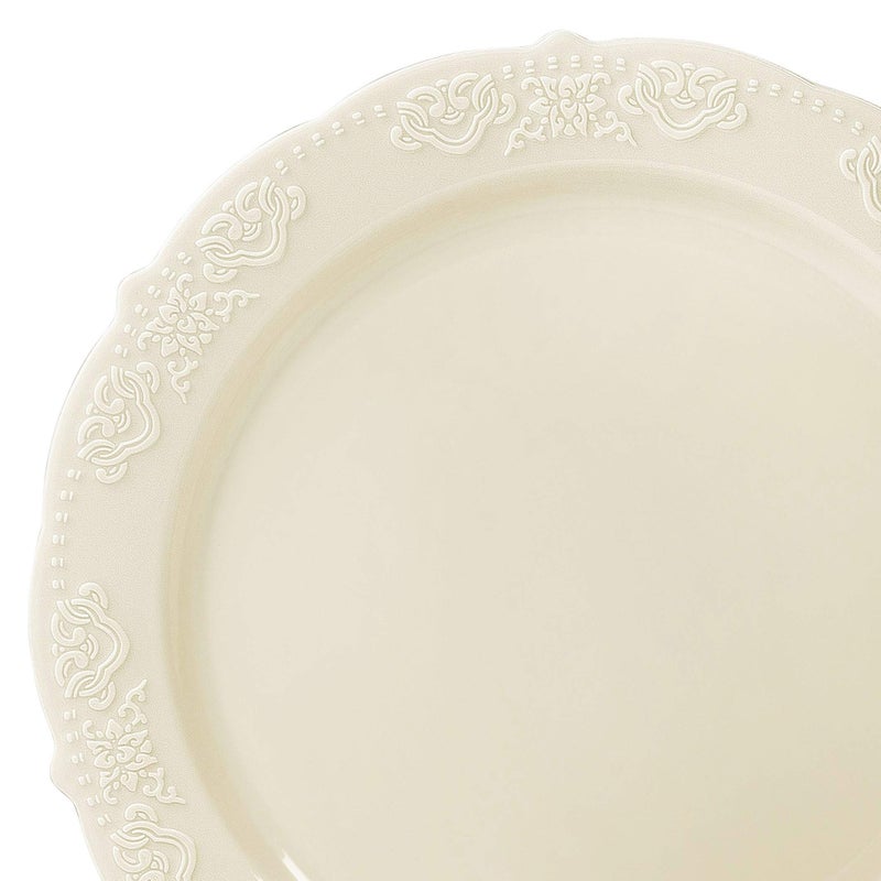 OCCASIONS FINEST PLA "" OCCASIONS "" 40 Pieces Plates Pack  Vintage Party  Disposable Wedding Party Plastic Bowls (10 oz Soup Bowl  Portofino in Ivory) - Image 3