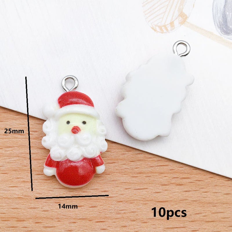 Generic Resin Christmas Snowflake Tree Sock DIY Pendant 1 red Santa 14x25mm-17012 
