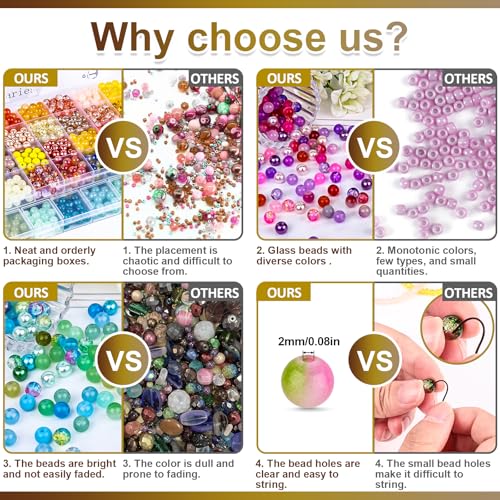 XSEINO About 3600pcs 8mm Glass Beads Making Kit,6Box-144 Colors Dreamy Series Colorful Crystal Beads for Making,DIY Crafts - Image 5