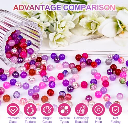 XSEINO About 3600pcs 8mm Glass Beads Making Kit,6Box-144 Colors Dreamy Series Colorful Crystal Beads for Making,DIY Crafts - Image 4
