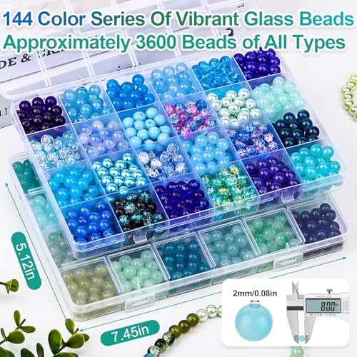 XSEINO About 3600pcs 8mm Glass Beads Making Kit,6Box-144 Colors Dreamy Series Colorful Crystal Beads for Making,DIY Crafts - Image 2