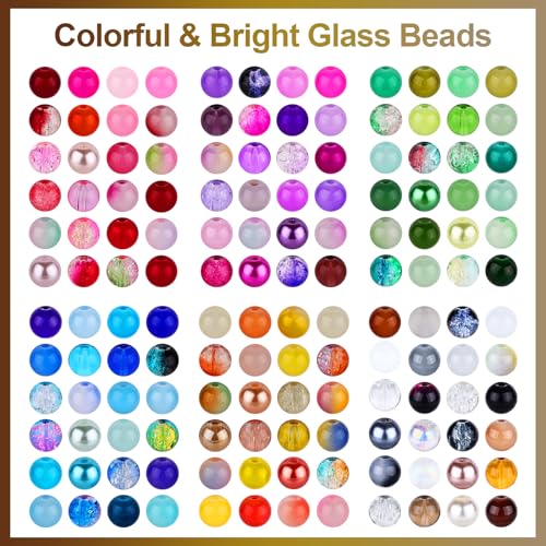 XSEINO About 3600pcs 8mm Glass Beads Making Kit,6Box-144 Colors Dreamy Series Colorful Crystal Beads for Making,DIY Crafts - Image 3