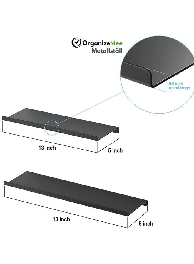 OrganizeMee OrganizeMee Metal Floating Shelf for Wall for Decorative Wall, Long Wall Shelf, Nordic, Modern Design,for Living Room & Bedroom, Home Decor Items Plant Pot mounting 13" (Black: 1yr Warranty) - Image 2