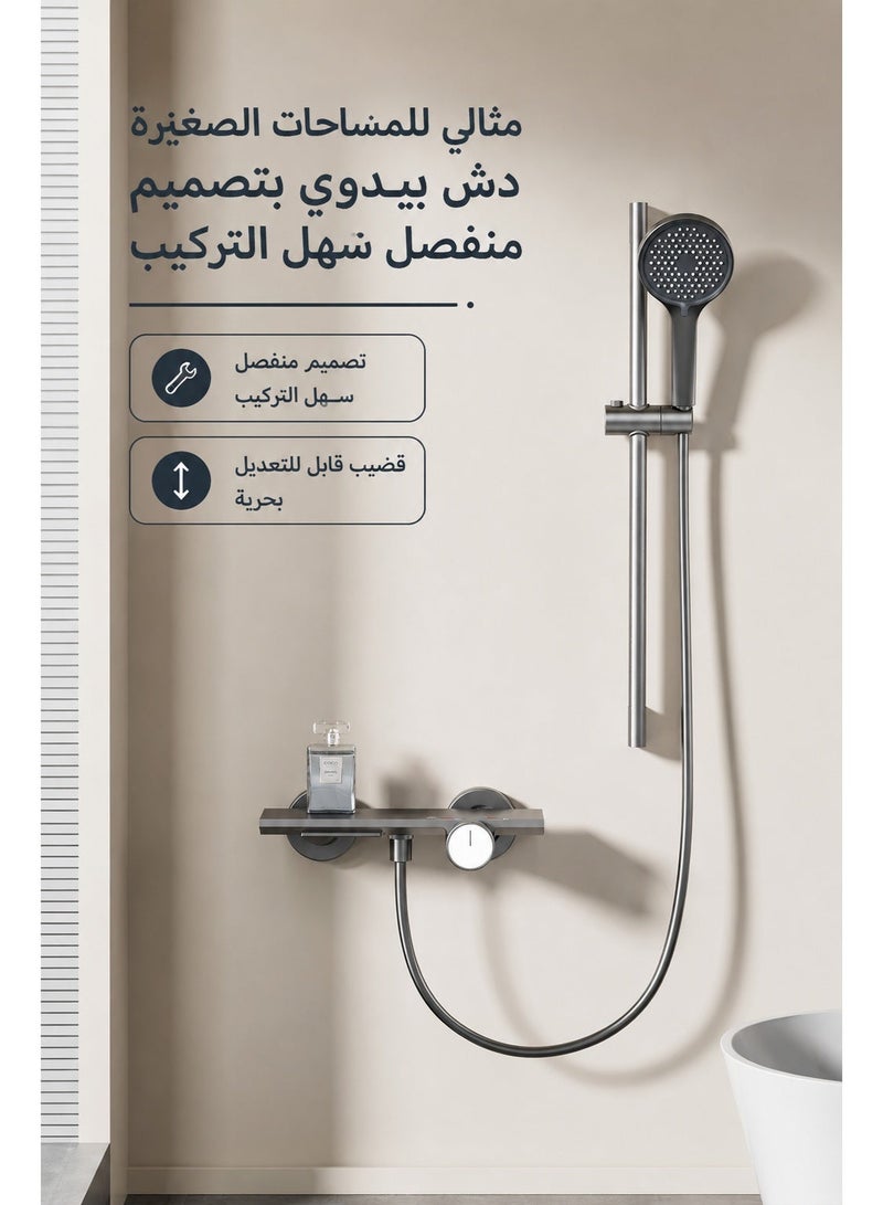 Aurrako Shower Set System Thermostatic and bath mixer, Wall-Mount High Pressure Shower Faucet Set with 4 Function Handle Shower for Bathroom,Leakproof 6ft Hos Adjustable Height with shower bracket - Image 2