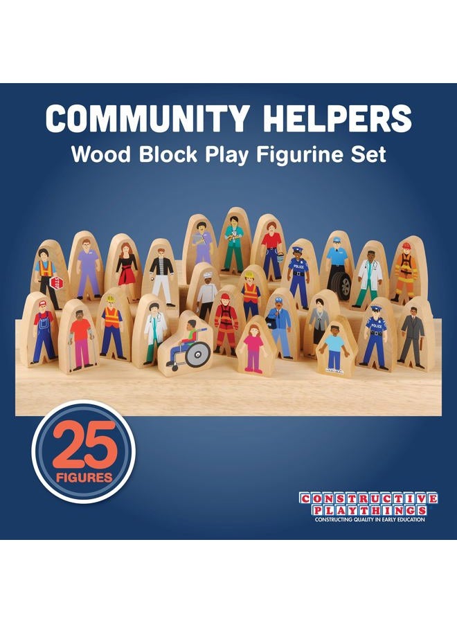 Constructive Playthings Wooden Community Helpers, Diverse Citizens & Careers, Use with Building Blocks, Creative Play, Social Emotional Learning Toy, Long-Lasting, Toddler Toys for 3 Years & Up - Image 2