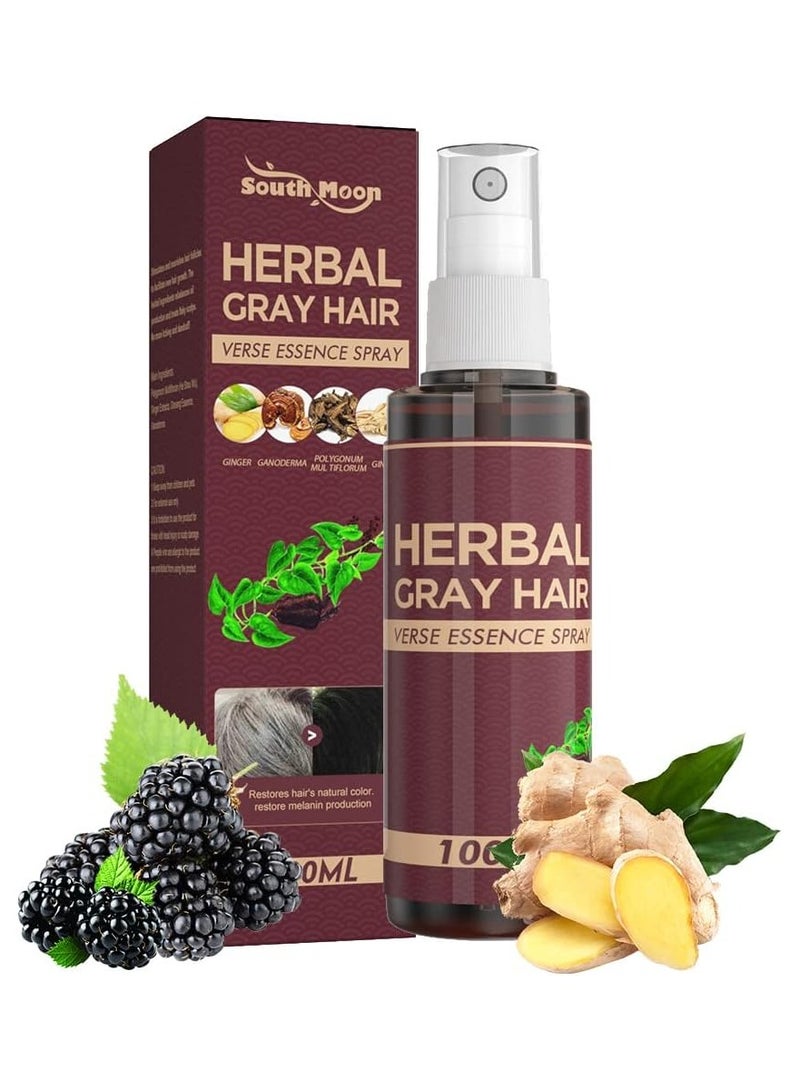 Herbal 100ml Hair Darkening Spray Anti White Hair Herbal Hair Care Serum Blacken Hair Reduce Gray Hair Scalp Nourish Glitter Hair Spray - Image 1