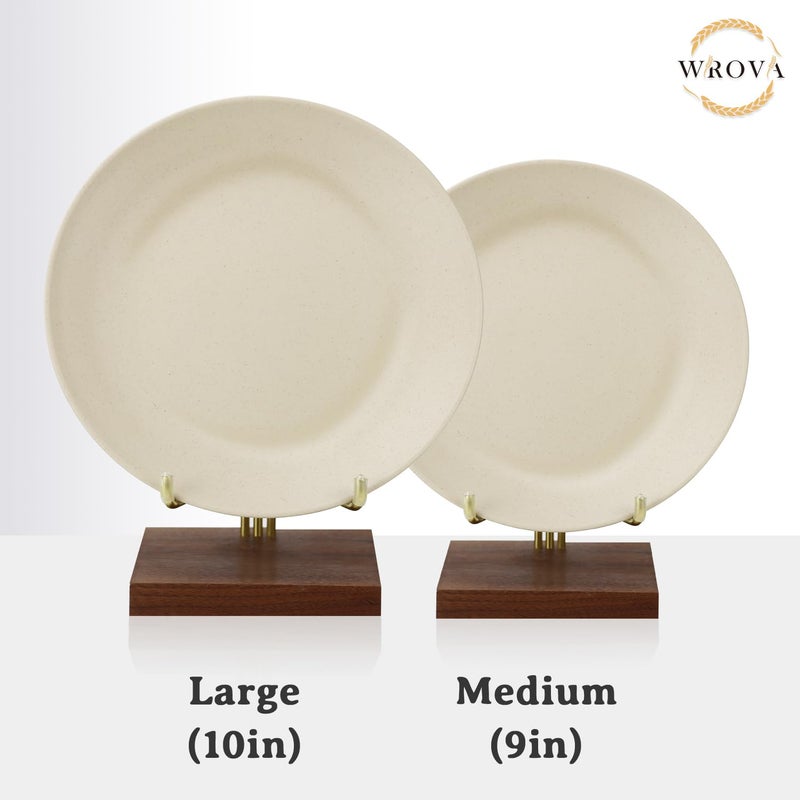 Wrova Wheat Straw Dinner Plates 10 Inch Unbreakable Set of 8 - Dishwasher & Microwave Safe Plastic Plates Reusable - Lightweight Plates for kitchen,camping,salad,appetizer - Beige - Image 4