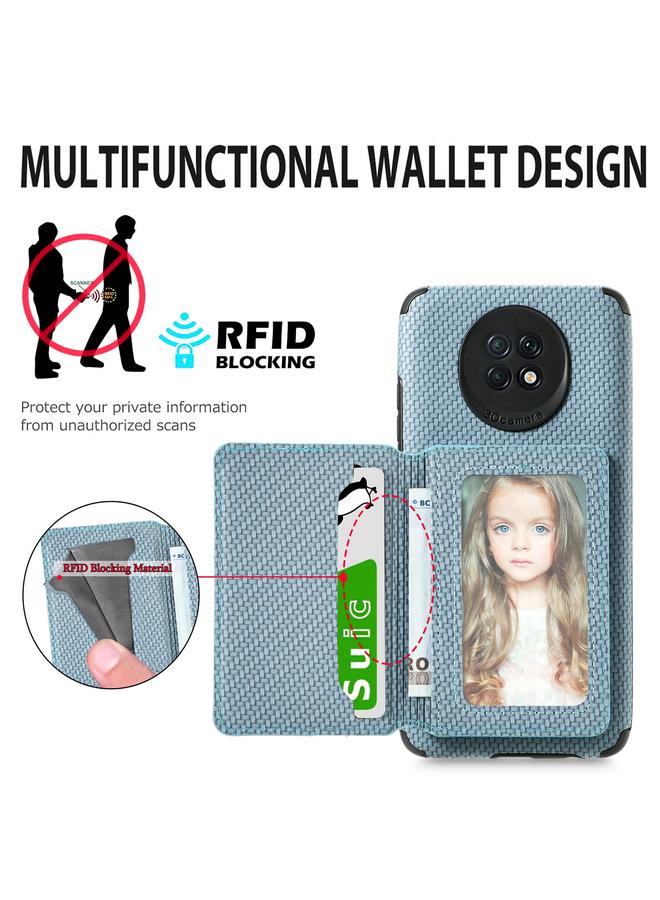erorex Case For Xiaomi Redmi Note 9 5G Carbon Fiber Magnetic Card Bag TPU+PU Shockproof Back Cover Case with Holder & Card Slot & Photo Frame - Image 4