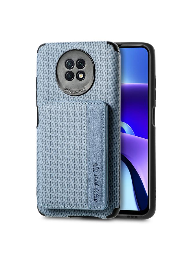 erorex Case For Xiaomi Redmi Note 9 5G Carbon Fiber Magnetic Card Bag TPU+PU Shockproof Back Cover Case with Holder & Card Slot & Photo Frame - Image 2