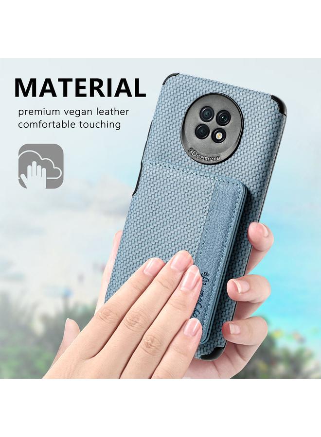 erorex Case For Xiaomi Redmi Note 9 5G Carbon Fiber Magnetic Card Bag TPU+PU Shockproof Back Cover Case with Holder & Card Slot & Photo Frame - Image 5