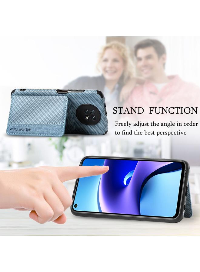 erorex Case For Xiaomi Redmi Note 9 5G Carbon Fiber Magnetic Card Bag TPU+PU Shockproof Back Cover Case with Holder & Card Slot & Photo Frame - Image 3