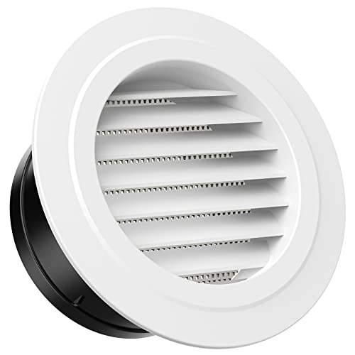 HG Power 6 Inch Round Air Vent, ABS Louver Grille Cover with Built-in Screen Mesh, White Soffit Vent for Bathroom Office Kitchen Ventilation - Opening Size 5.66" - Image 1