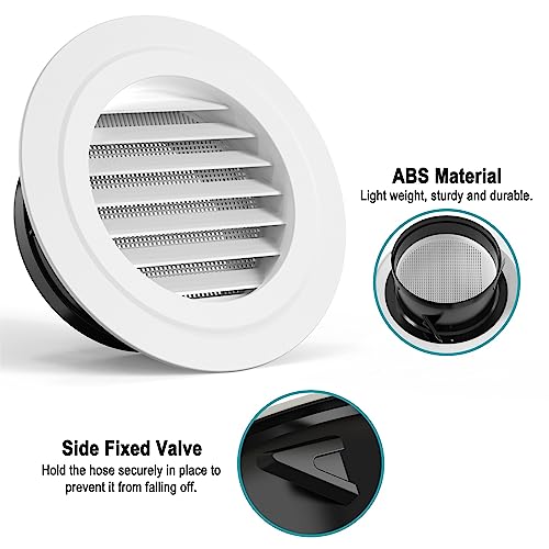 HG Power 6 Inch Round Air Vent, ABS Louver Grille Cover with Built-in Screen Mesh, White Soffit Vent for Bathroom Office Kitchen Ventilation - Opening Size 5.66" - Image 3