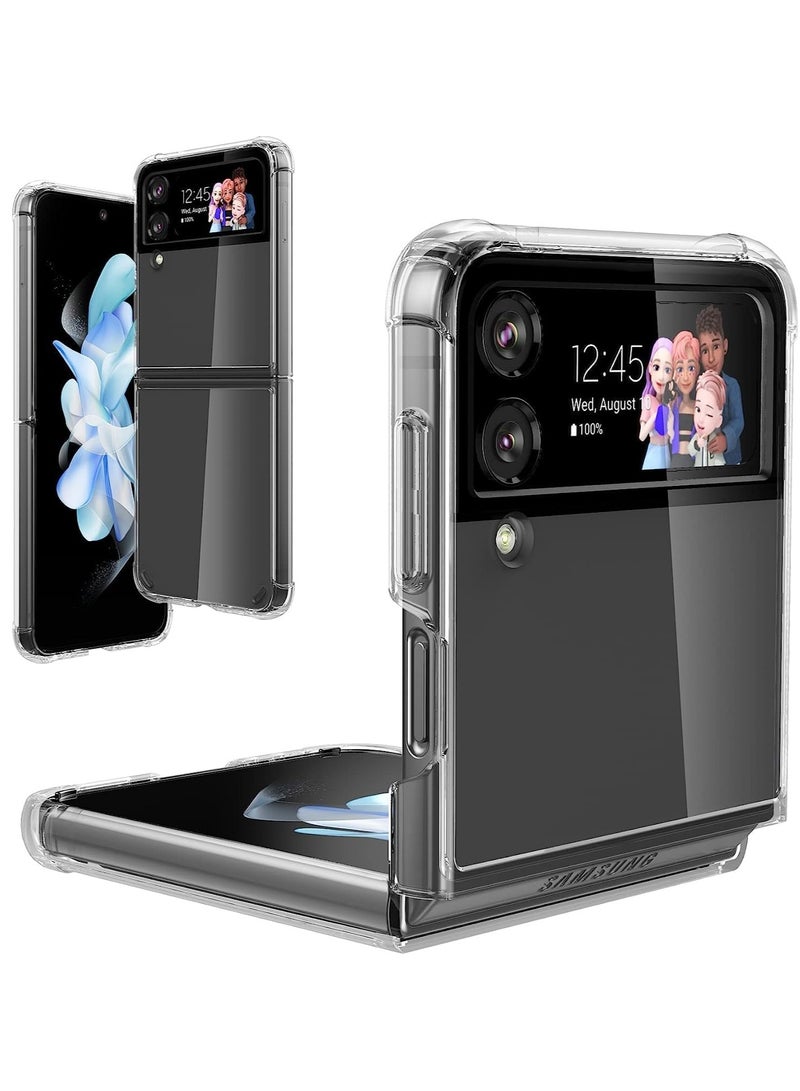 MIGOFAST Samsung Galaxy Z Flip 4 Clear Case Hard PC Back & Soft TPU Bumper Transparent Protective Cover Shockproof Scratch Resistant Case for Samsung Galaxy Z Flip 4 5G - Image 1