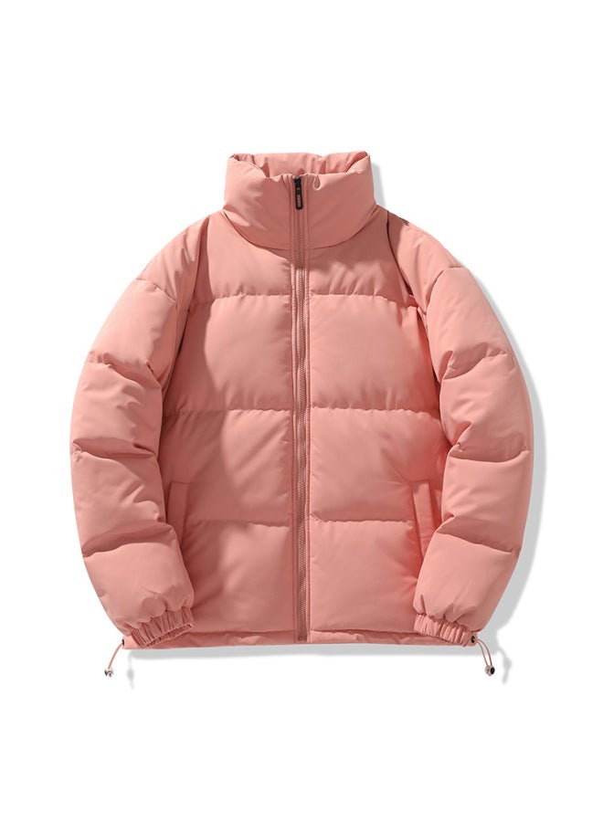 New Thickened Bread Jacket Couple Style Solid Color Cotton Jacket Versatile Casual Loose Cotton Coat With Logo Print
