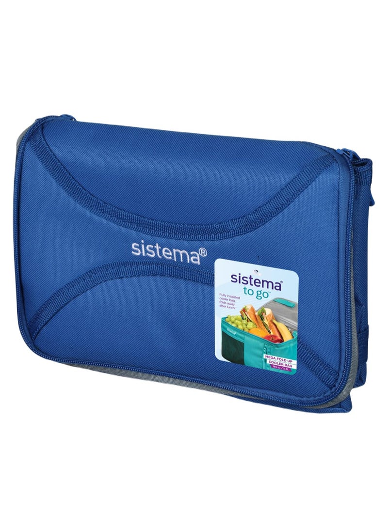 Sistema Mega Fold Up Cooler Bag Blue – Insulated Reusable Lunch Cooler with Foldable Design, Thermal Food Storage Bag for Picnic, Grocery Shopping, Travel, Camping & Outdoor Adventures - Image 1