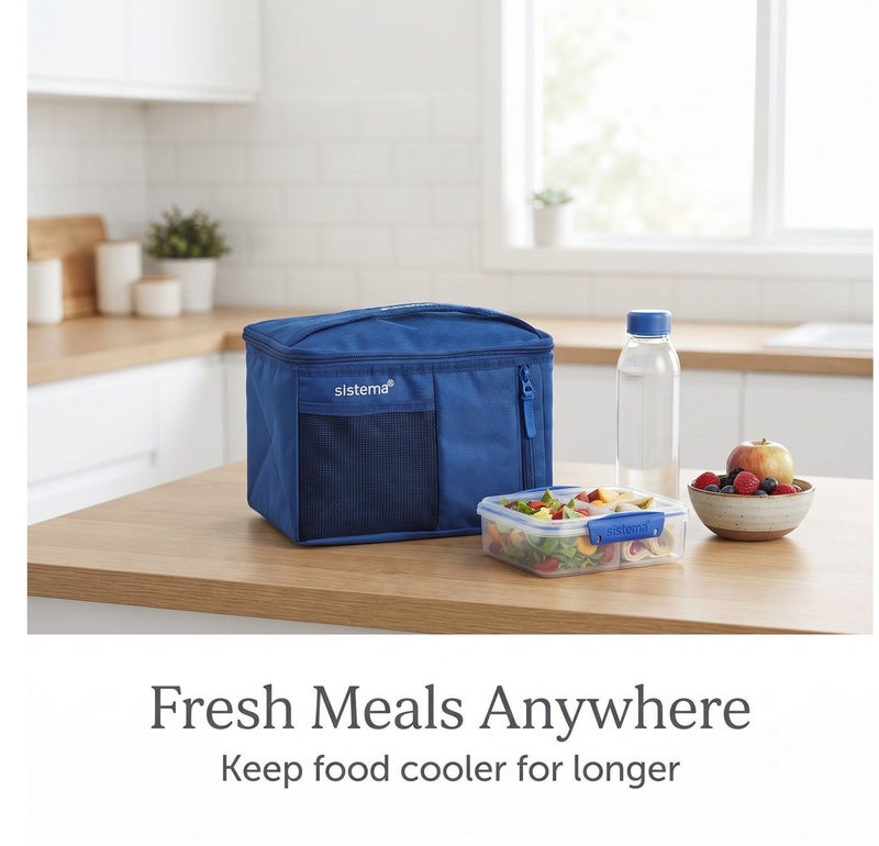 Sistema Mega Fold Up Cooler Bag Blue – Insulated Reusable Lunch Cooler with Foldable Design, Thermal Food Storage Bag for Picnic, Grocery Shopping, Travel, Camping & Outdoor Adventures - Image 3