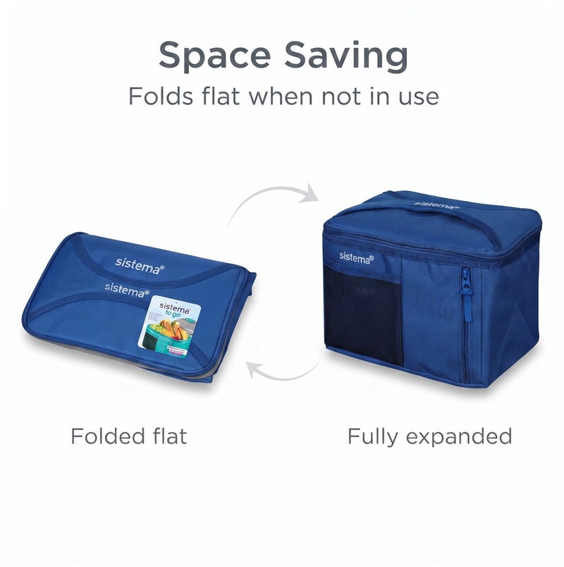 Sistema Mega Fold Up Cooler Bag Blue – Insulated Reusable Lunch Cooler with Foldable Design, Thermal Food Storage Bag for Picnic, Grocery Shopping, Travel, Camping & Outdoor Adventures - Image 4