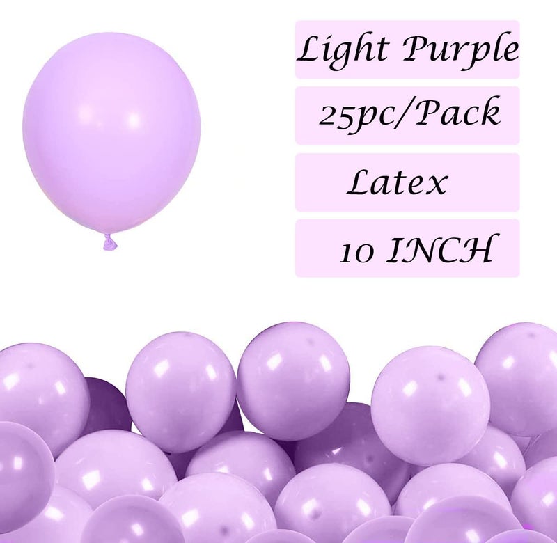 atorakushon Light Purple Colour Pastel Latex Party Balloons 10 Inches for Home Decoration Happy Birthday Party Supplies Wedding Anniversary Office Party Purpose Pack of 25 - Image 2